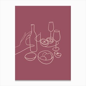 Dinner Party One Line Canvas Print