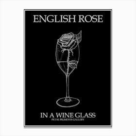 English Rose In A Wine Glass Line Drawing 4 Poster Inverted Canvas Print