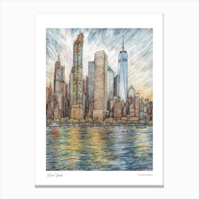 New York United States Drawing Pencil Style 4 Travel Poster Canvas Print