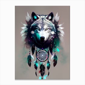 Wolf Dream Catcher Canvas Print