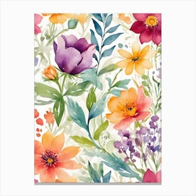 Watercolor Floral Pattern 4 Canvas Print