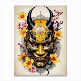 Floral Irezumi The Traditional Japanese Tattoo Hannya Mask (60) Canvas Print