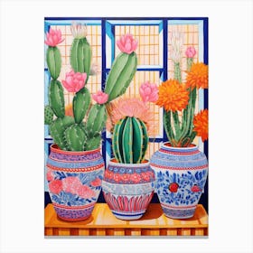Cactus Painting Maximalist Still Life Melocactus Cactus 2 Canvas Print