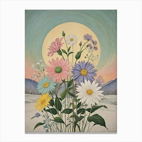 Daisies In The Snow Canvas Print