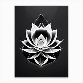 Sacred Lotus Black And White Geometric 2 Canvas Print
