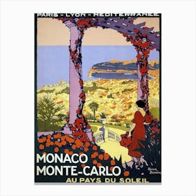 Monaco And Monte Carlo, Vintage Travel Poster Canvas Print