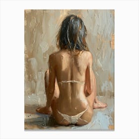 Nude Woman In Bikini Canvas Print