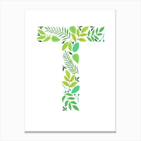 Leafy Letter T Canvas Print