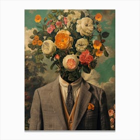 Flowers On A Man'S Head Canvas Print