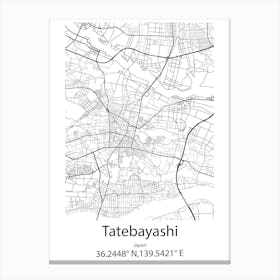 Tatebayashi,Japan Minimalist Map Toile