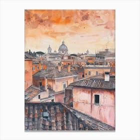 Rome Rooftops Morning Skyline 3 Canvas Print