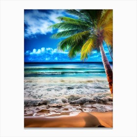 Palm Tree On The Beach Canvas Print