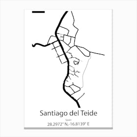 Santiago De Cuba,Cuba Minimalist Map Canvas Print