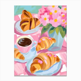 coffee and croissants Canvas Print