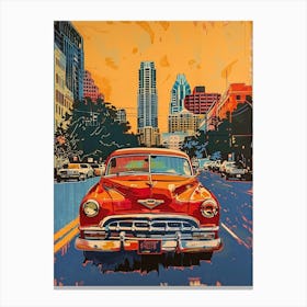 Rainey Street Historic District Austin Texas Colourful Blockprint 2 Canvas Print