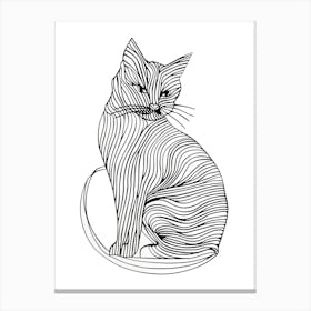Striped Cat animal lines art Canvas Print