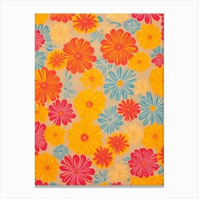 Marigold Floral Print Warm Tones2 Flower Canvas Print