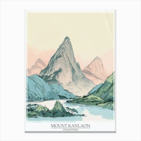 Mount Kanlaon Philippines Color Line Drawing 4 Poster Canvas Print