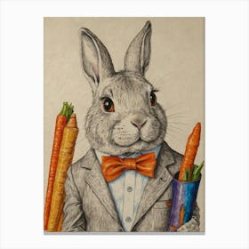 Rabbit With Carrots 1 Canvas Print