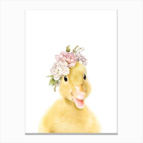 Peekaboo Floral Duck Canvas Print