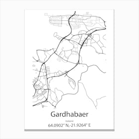 Gardhabaer,Iceland Minimalist Map Canvas Print