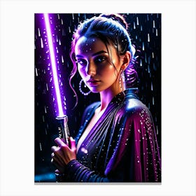 Jedi woman with purple lightsaber 1 Canvas Print