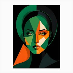 Geometric Woman Portrait Pop Art (61) Canvas Print