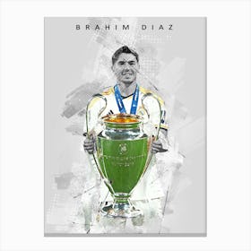 Brahim Diaz Real Madrid Drawing Sketch Canvas Print