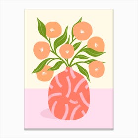Peach Flowers In A Vase Canvas Print