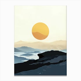 Sunset In The Mountains, Minimalism 5 Canvas Print