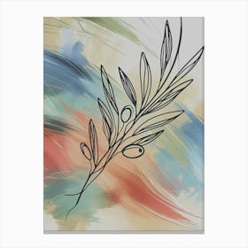 Olive Branch Line Art Minimalist Canvas Print