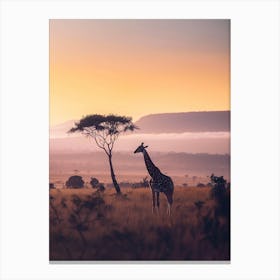 Giraffe At Sunset Canvas Print