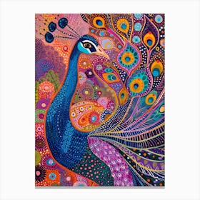 Rainbow Peacock Crayon Pattern 3 Canvas Print