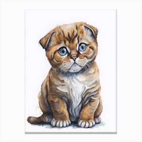 Cute Scottish Fold Cat Painting (6) Canvas Print