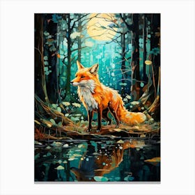 Red Fox Forest Painting 3 Canvas Print