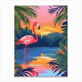 Greater Flamingo Argentina Tropical Illustration 4 Canvas Print