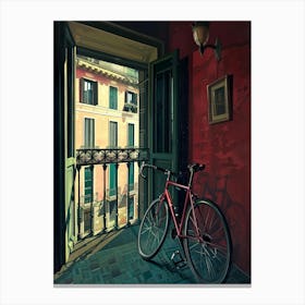 Bicycle In A Window Canvas Print