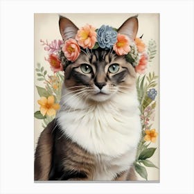 Balinese Javanese Cat With Flower Crown (26) Canvas Print