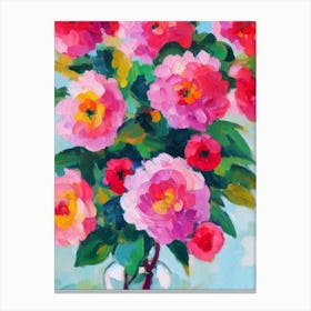 Camellia Floral Abstract Block Colour Flower Canvas Print