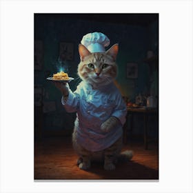 Default Draw Me A Cat Dressed As A Tiny Chef Flipping A Pancak 2 Canvas Print