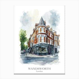 Wandsworth London Borough   Street Watercolour 1 Poster Canvas Print