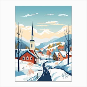 Vintage Winter Travel Illustration Abisko Sweden 1 Canvas Print