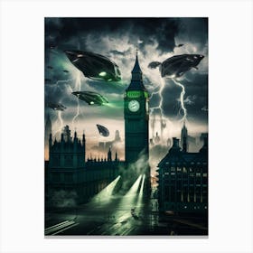 Aliens Over London 1 Canvas Print