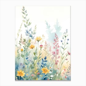 Watercolor Wildflower Field Painting 1 Canvas Print