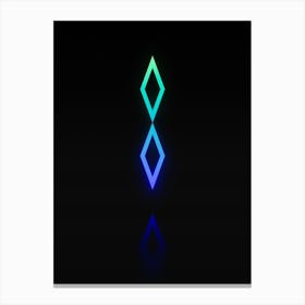 Neon Blue and Green Abstract Geometric Glyph on Black n.0078 Canvas Print
