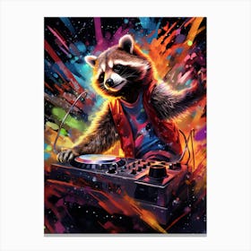 A Dj Raccoon Vibrant Paint Splashot 2 Canvas Print