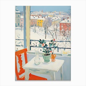 The Windowsill Of Vienna   Austria Snow Inspired By Matisse 1 Canvas Print