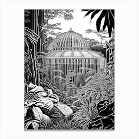 Franklin Park Conservatory And Botanical Gardens, 1, Usa Linocut Black And White Vintage Canvas Print