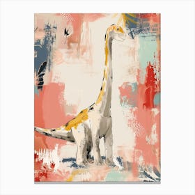 Cute Dinosaur Impasto Pastel Painting 2 Canvas Print