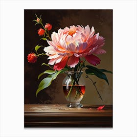 Peonies In A Vase Canvas Print